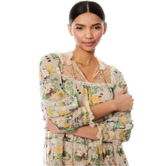 Alice and Olivia Floral Sheer Dress with Lace Details (size Medium) - Picture 3 of 10